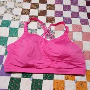 LIVI Sports Bra Womens Plus Size 26 Pink Wireless Cross Strap